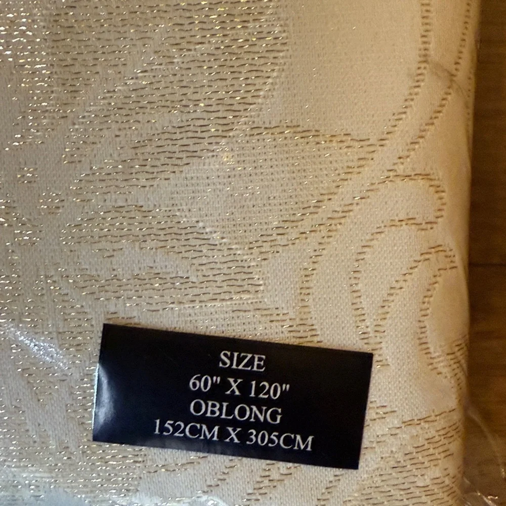 Living Quarters Metallic Poinsettia Tablecloth 60” x 120” Oblong Holiday Decor